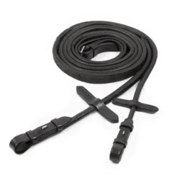 Schockemohle Rubber Rolled Leather Reins Black-Silver