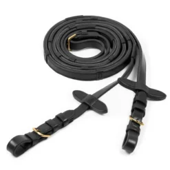 Schockemohle Inside Rubber Grip Bridle Reins With Stops Black-Gold