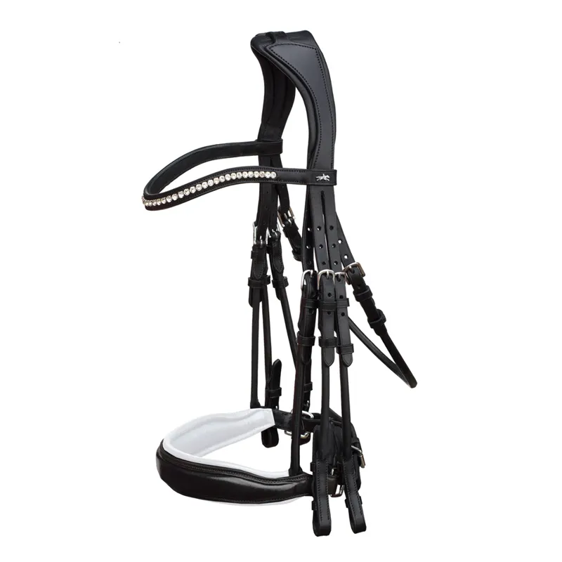 Schockemohle Venice Double Bridle Black-Patent-White-Silver 1 Schockemohle Venice Double Bridle Black-Patent-White-Silver