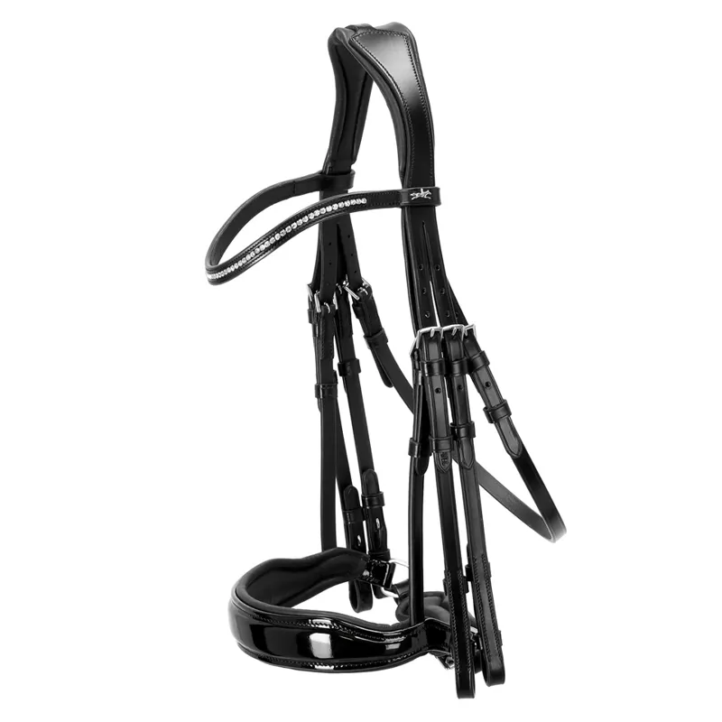 Schockemohle Milan Double Bridle Black-Patent-Silver 1 Schockemohle Milan Double Bridle Black-Patent-Silver