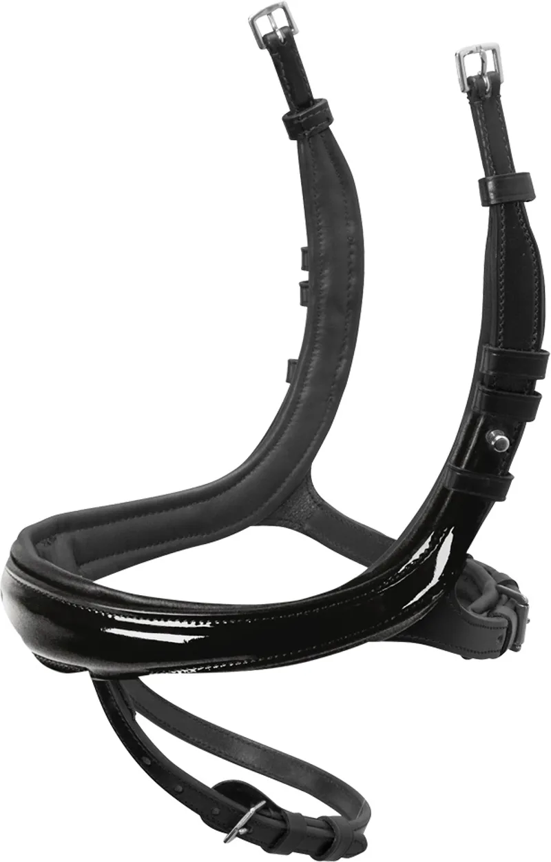 Schockemohle Equitus Beta Noseband Black-Patent-Silver 1 Schockemohle Equitus Beta Noseband Black-Patent-Silver