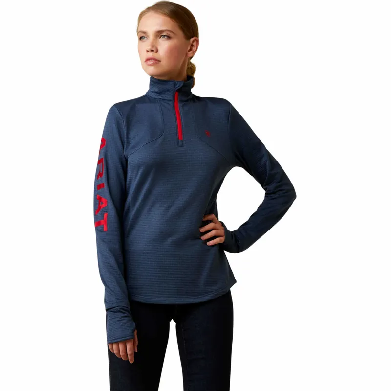 Ariat Women's Team Gridwork 1/4 Zip Baselayer Navy 1 Ariat Women's Team Gridwork 1/4 Zip Baselayer Navy