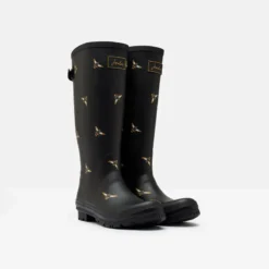 Joules Welly Print With Adjustable Back Gusset - Black Metallic Bees -Lemieux Shop 204270 BLKMTLBEES 3