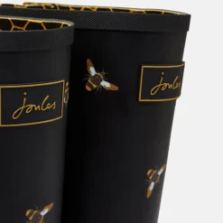 Joules Welly Print With Adjustable Back Gusset - Black Metallic Bees -Lemieux Shop 204270 BLKMTLBEES 4