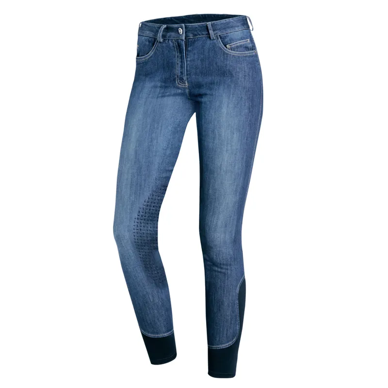 Schockemohle Lyra Jeans Knee Grip Breeches Jeans Blue 1 Schockemohle Lyra Jeans Knee Grip Breeches Jeans Blue