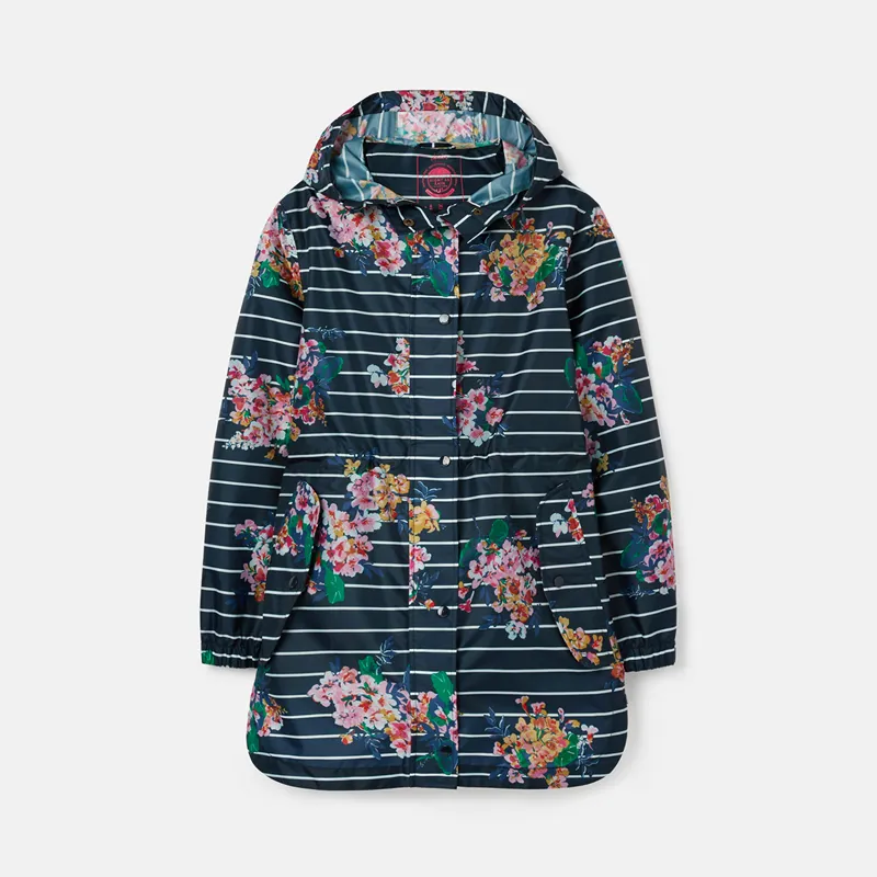 Joules Golightly Packable Waterproof Coat - Floral Stripe 3 Joules Golightly Packable Waterproof Coat - Floral Stripe - Image 3