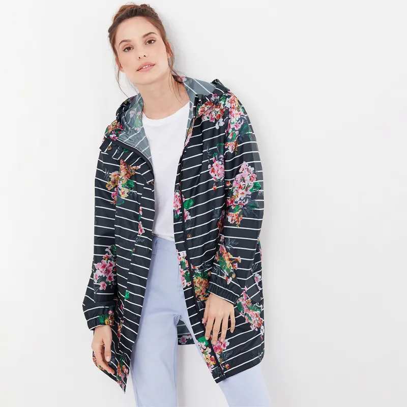 Joules Golightly Packable Waterproof Coat - Floral Stripe 1 Joules Golightly Packable Waterproof Coat - Floral Stripe