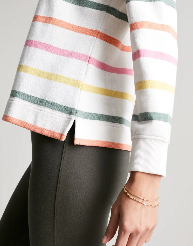 Joules Southwold Buttoned Sweatshirt - Multi Cream Stripe 4 Joules Southwold Buttoned Sweatshirt - Multi Cream Stripe - Image 4
