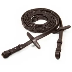 Schockemohle Laced Reins Dark Brown-Silver