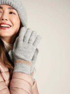 Joules Women's Eloise Knitted Glove - Grey Marl -Lemieux Shop 595954s4