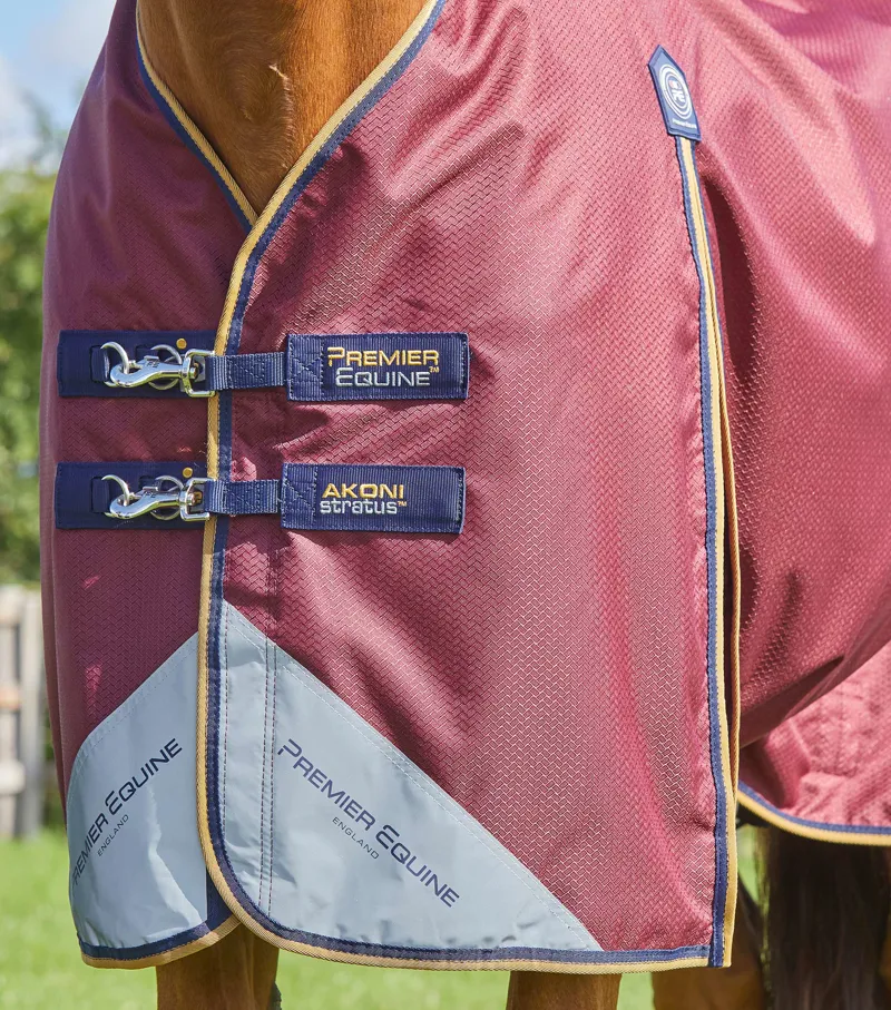 Premier Equine Akoni 0g Turnout With Classic Neck Cover Wine 2 Premier Equine Akoni 0g Turnout With Classic Neck Cover Wine - Image 2