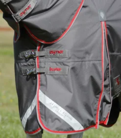 Premier Equine Buster 50g Turnout Rug With Snug-Fit Neck Cover Grey -Lemieux Shop Buster 50 Turnout Rug Grey 3