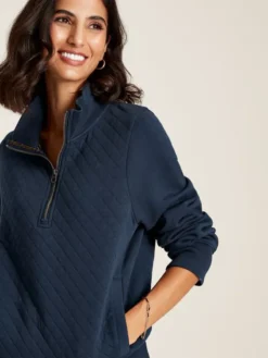 Joules Women's Anisa Quilted Zip Sweatshirt - French Navy -Lemieux Shop C44132s4