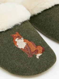 Joules Women's Slippet Luxe Mule Slipper - Heritage Green -Lemieux Shop C48395s3