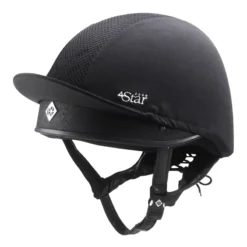 Charles Owen 4 Star Black Vented Hat Silk Black