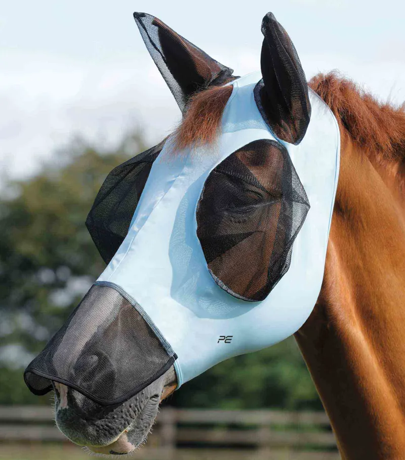 Premier Equine Comfort Tech Xtra Lycra Fly Mask Blue 1 Premier Equine Comfort Tech Xtra Lycra Fly Mask Blue