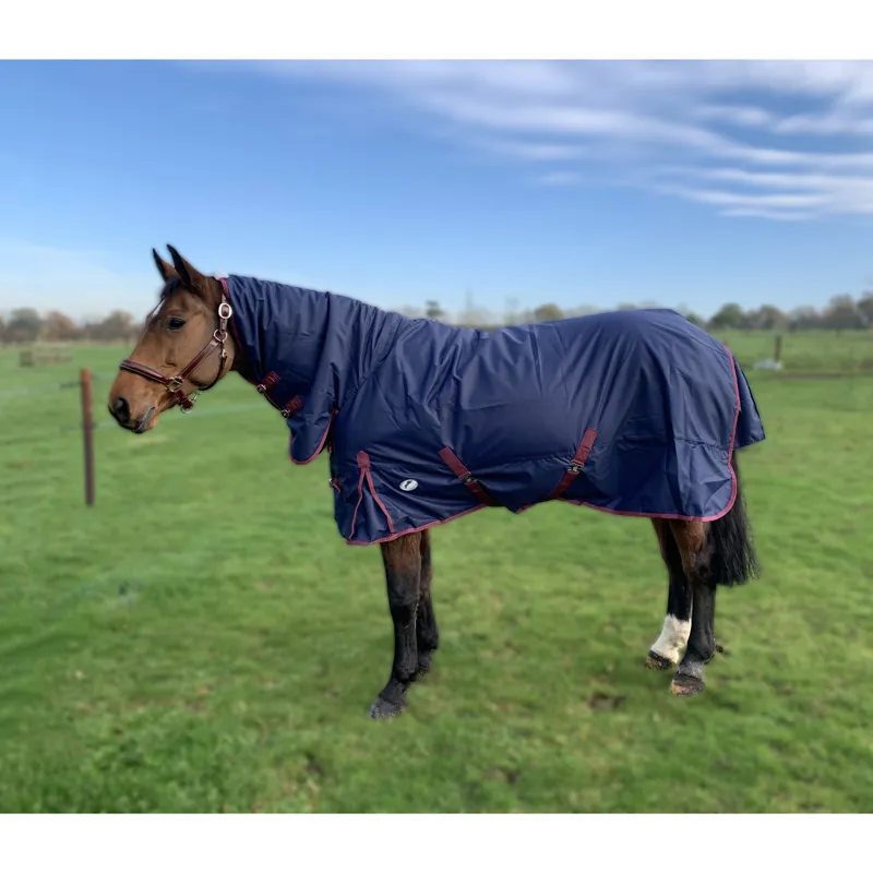JHL Essential Mediumweight Combo Turnout Rug In Navy/Burgundy 1 JHL Essential Mediumweight Combo Turnout Rug In Navy/Burgundy