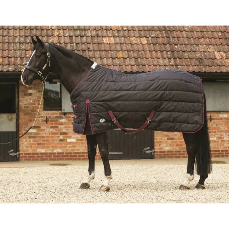 JHL Essential Mediumweight Stable Rug In Black/Burgundy 1 JHL Essential Mediumweight Stable Rug In Black/Burgundy
