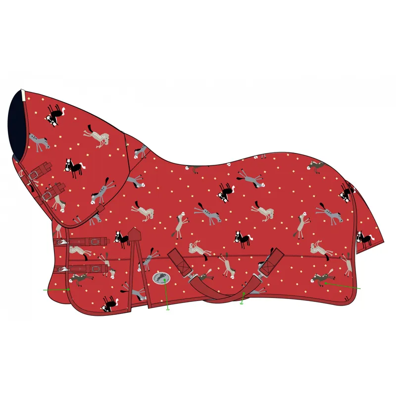 JHL Essential Mediumweight Combo Turnout Rug In Red Pony Print 1 JHL Essential Mediumweight Combo Turnout Rug In Red Pony Print
