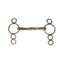 JHL Pro Steel Continental 4 Ring Snaffle Brass Lozenge In Gold