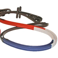 JHL Rubber Training Reins In Red/White/Blue