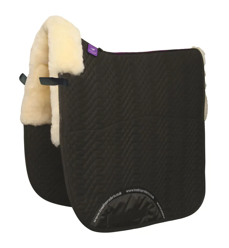 KM Elite Half Lined Dressage Square Saddlecoth In Black/White 1 KM Elite Half Lined Dressage Square Saddlecoth In Black/White