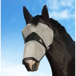 KM Elite Long Fly Mask W/Ears In Black