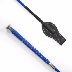 KM Elite Silver Braided Junior Whip In Royal Blue
