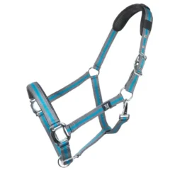 Mark Todd Deluxe Padded Headcollar W/Lead Rope In Anthracite/Petrol