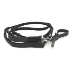 Mark Todd Cob/Full Leather/Rope Draw Reins W/Elastic In Black