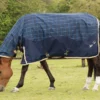 Mark Todd Lightweight Combo Turnout Rug In Navy/Beige/Royal Plaid