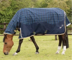 Mark Todd Lightweight Combo Turnout Rug In Navy/Beige/Royal Plaid