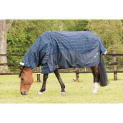 Mark Todd Lightweight Turnout Rug In Navy/Beige/Royal Plaid