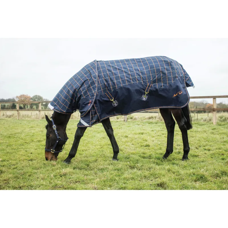 Mark Todd Mediumweight Turnout Rug In Navy/Orange/Beige Plaid 1 Mark Todd Mediumweight Turnout Rug In Navy/Orange/Beige Plaid