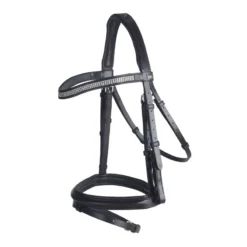 GFS Crystal Flash Bridle With Rubber Reins - Black