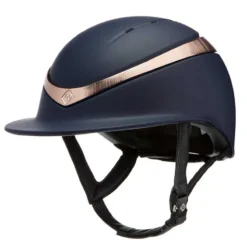 Charles Owen Halo Luxe Hat Navy Matt / Rose Gold Wide Peak