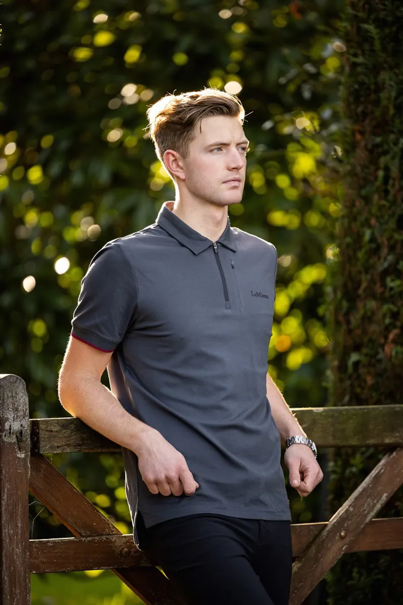 LeMieux Mens Elite Zip Polo Shirt Charcoal 2 LeMieux Mens Elite Zip Polo Shirt Charcoal - Image 2
