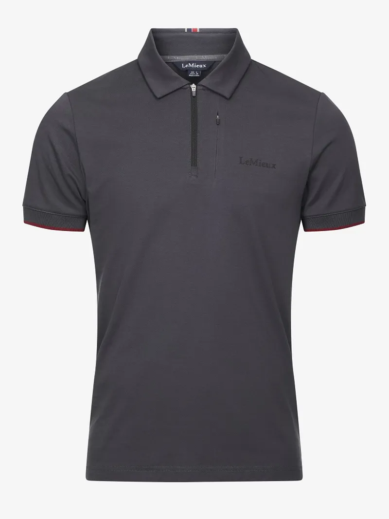 LeMieux Mens Elite Zip Polo Shirt Charcoal 1 LeMieux Mens Elite Zip Polo Shirt Charcoal