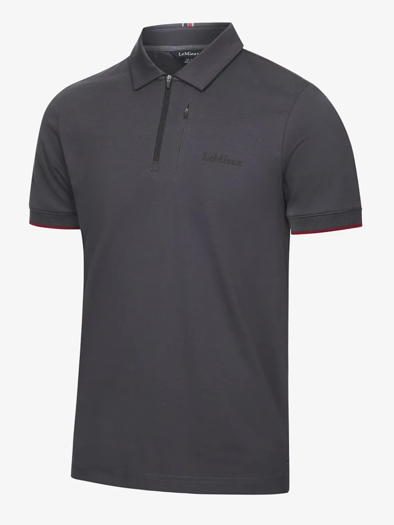 LeMieux Mens Elite Zip Polo Shirt Charcoal 3 LeMieux Mens Elite Zip Polo Shirt Charcoal - Image 3