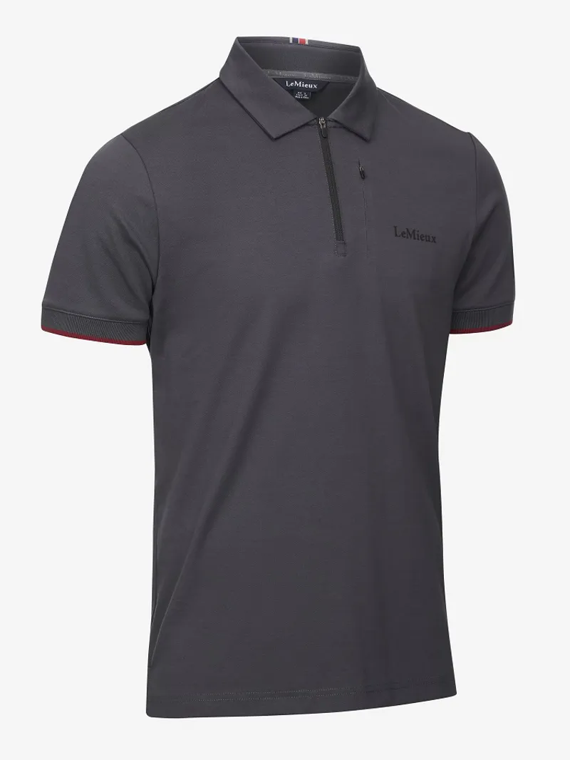 LeMieux Mens Elite Zip Polo Shirt Charcoal 4 LeMieux Mens Elite Zip Polo Shirt Charcoal - Image 4