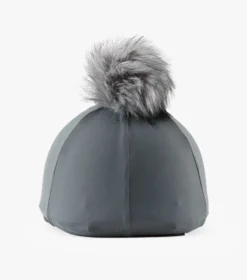 Premier Equine Jersey Hat Silk With Faux Fur Pom Pom Charcoal -Lemieux Shop Jersey Hat Silk with Faux Fur Pom Pom Grey 2