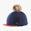 Premier Equine Jersey Hat Silk With Faux Fur Pom Pom Navy