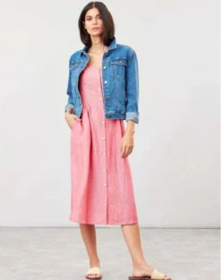 Joules Abby Solid Button Through Strappy Dress Red White -Lemieux Shop Joules Abby Solid Womens Button Through Strappy Dress 8