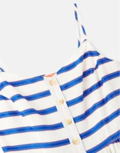 Joules Abby Button Through Strappy Dress White Blue Stripe -Lemieux Shop Joules Abby Womens Button Through Strappy Dress 8