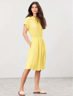 Joules Etty Broderie Women's Dress Yellow Lemon -Lemieux Shop Joules Etty Broderie Womens Dress 8