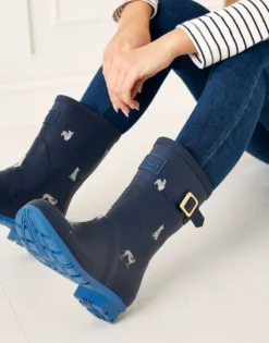 Joules Molly Mid Height Printed Wellies Navy Dogs -Lemieux Shop Joules Molly Mid Height Dog Printed Wellies Navy Dogs 1