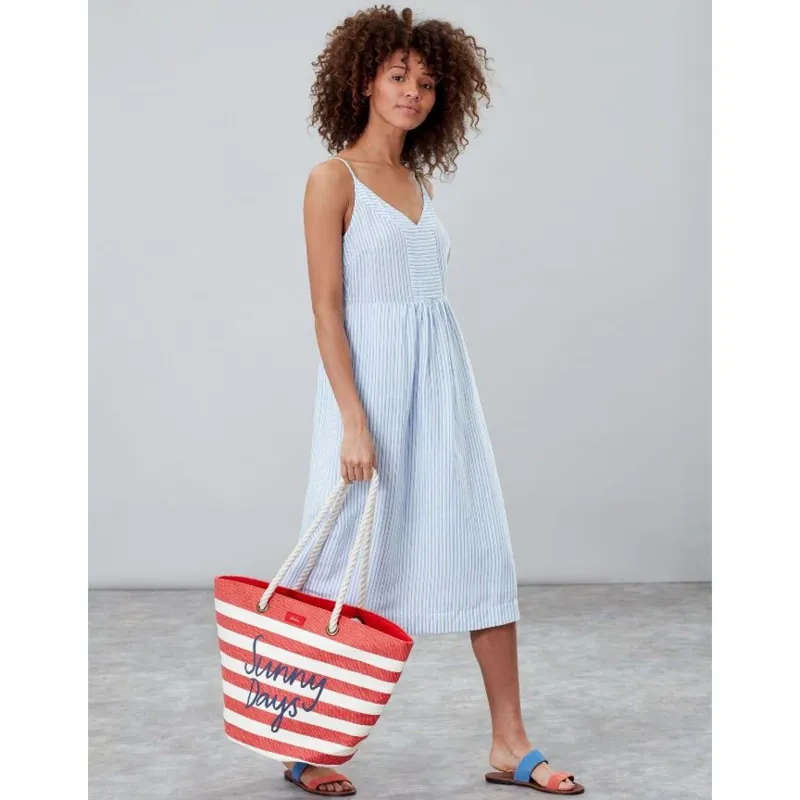 Joules Zoey V Neck Strappy Dress With Lined Skirt Blue Stripe UK18 1 Joules Zoey V Neck Strappy Dress With Lined Skirt Blue Stripe UK18