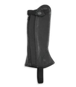 Premier Equine Loros Junior Leather Half Chaps Black -Lemieux Shop Loros Kids Leather Half Chaps Black 3