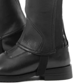Premier Equine Loros Junior Leather Half Chaps Black -Lemieux Shop Loros Kids Leather Half Chaps Black 5