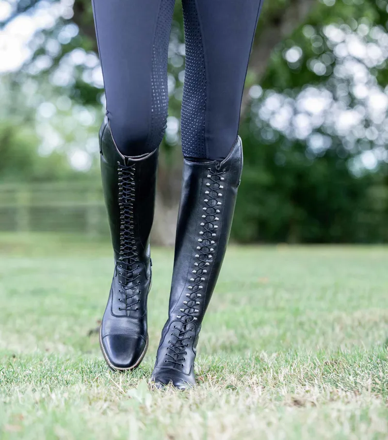 Premier Equine Maurizia Ladies Lace Front Tall Leather Riding Boots Black 2 Premier Equine Maurizia Ladies Lace Front Tall Leather Riding Boots Black - Image 2
